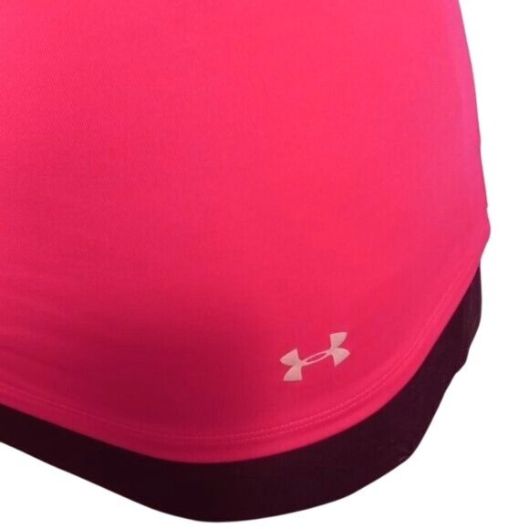 Under Armour Size S Tank Top HeatGear Racerback Pink Shelf Bra Athletic Stretchy - Picture 6 of 14